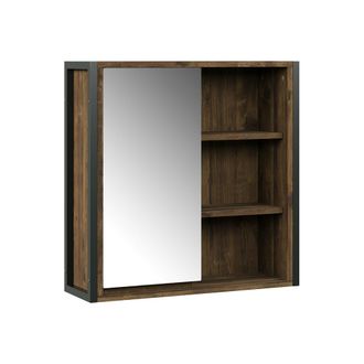 Vicco Armario Con Espejo Para Ba&ntilde;o Naola, Roble/negro, 62.2 X 62.5 Cm Con 1 Puerta Con Espejo, Vicco
