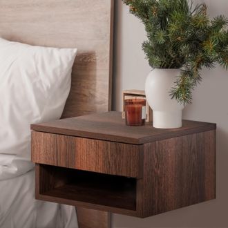 Jonathan Y Designs Ettore 15.71 Mid-Century Modern Floating Wall Mounted Nightstand with Soft-Close Drawer and Cable Hole