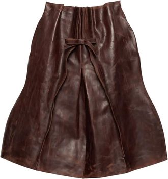 Prada Gonna midi in pelle - Marrone