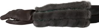 Dolce & Gabbana Brown Mid Arm Length Leather Fur Womens Gloves