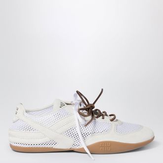 Miu Miu Sneakers Gymnasium in rete e pelle scamosciata bianca