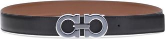 Ferragamo Black Gancini Solid Reversible Belt