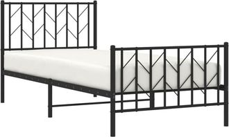 vidaXL Metal Bed Frame without Mattress with Footboard Black 90x200cm Vidaxl