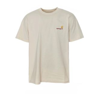 Carhartt Work in Progress Carhartt Wip, T-Shirts, male, Beige, Size: XL American Script T-Shirt