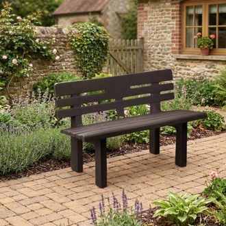 Dmora Banco De Exterior Marinella, Banco De Jard&iacute;n Monobloque, Banco De Exterior, 100% Made In Italy, 110x52h71 Cm, Antracita, Con Embalaje Reforzado - Dmor