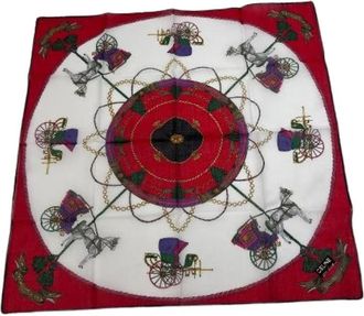 Celine Pre-owned Vintage Equestrian Print Scarf - Dames - Vintage Accessoires - Veelkleurig - ONE Size - Leer - Vintage