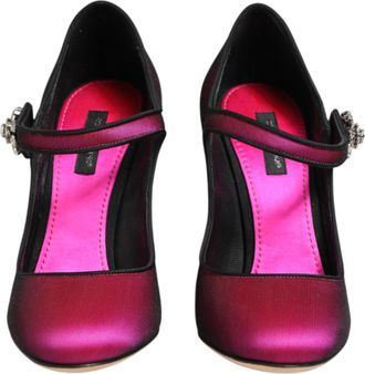 Dolce & Gabbana Pink Strass Mary Janes Heels Pumps Womens Shoes