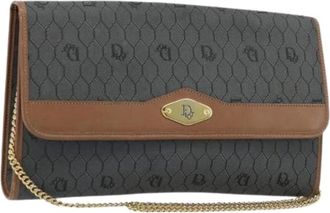 Dior Pre-owned Clutches, female, Gray, Size: ONE SIZE Pre-owned Vintage PVC Honeycomb Shoulder Bag