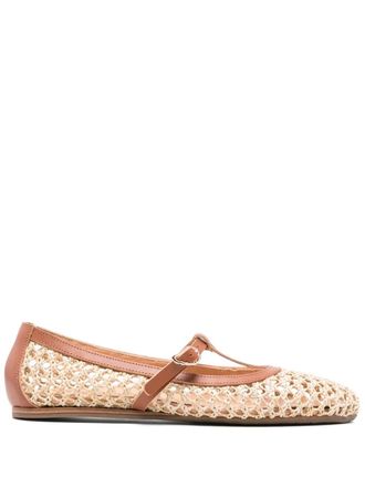 Ancient Greek Sandals Aerati ballet flats - women - Calf Leather/Calf Leather/Rubber/Raffia - 38 - Neutrals