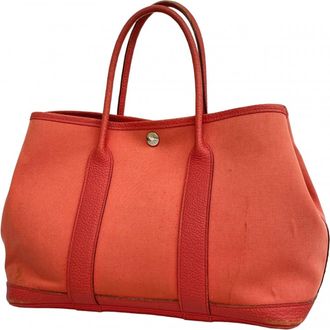 Herm&egrave;s Pink Toile Officier Tote Bag (Pre-Owned)