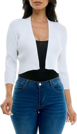 Nina Leonard Ribbed Bolero Cardigan in White at Nordstrom Rack, Size X-Large