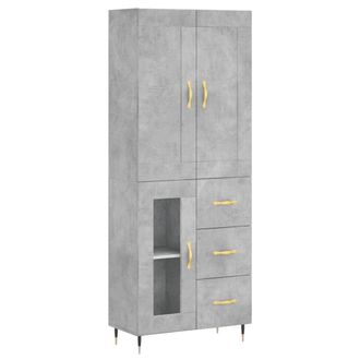 vidaXL Vidaxl - Aparador Alto Madera Contrachapada Gris Hormig&oacute;n 69,5x34x180 Cm