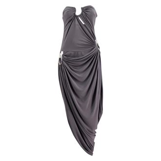 CHRISTOPHER ESBER Party Dresses, female, Gray, Size: XS Orica Crystal Ruched Jersey Strapless Dress