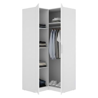 Dmora Armario 2 Puertas Luber, Dormitorio Con Perchero, Cajones, 4 Estantes, 95x204h Cm Blanco