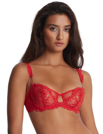 Aubade Womens LAF14 Flowermania Half-Cup Bra - Red - Size 32B