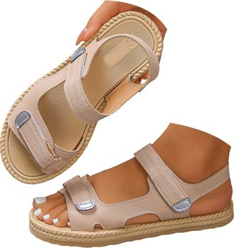 Generic Comfortable Strappy Sandals for Women Dressy Summer 2026 Open Toe Ankle Strap Walking Sandals Women Orthopedic Wedge Platform Sandals with Arch Suppor