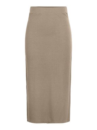 Pieces Womens Pckylie Mw Midi Skirt Noos Skirt, Silver Mink, XS