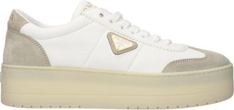 Prada Sneakers Downtown Bold Woman Leer Wit/Puimsteen