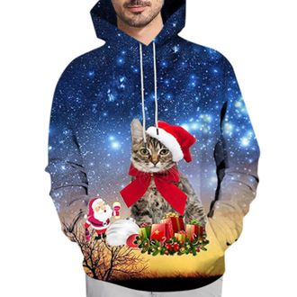 Generic Christmas Hoodie Mens Oversize, Christmas Hoodie Men with 3D Print Christmas Jumper with Hood Fashion Comfortable Christmas Winter Christmas Hoodie Xm
