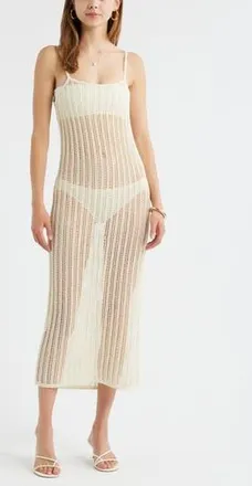 Open Edit Open Stitch Cotton Blend Sweater Dress in Ivory Dove at Nordstrom Rack, Size X-Large