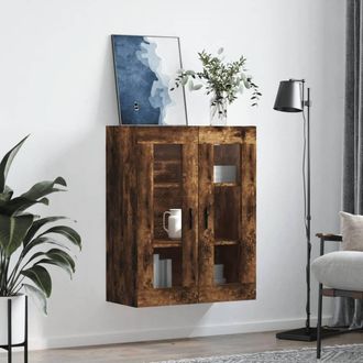 Berkfield Home Wall Mounted Cabinet Smoked Oak 69.5x34x90 cm in Brown