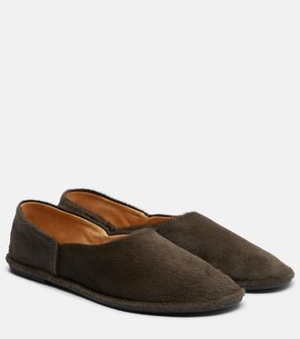 The Row Canal calf hair slip-on shoes