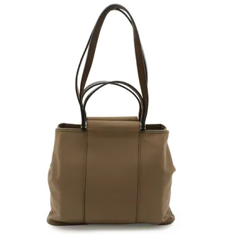Herm&egrave;s Beige Toile Officier Handbag Shoulder Bag Tote Bag (Pre-Owned)
