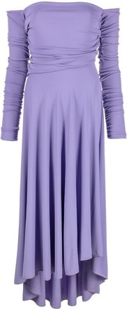Erika Cavallini Semi Couture Manila off-shoulder asymmetric dress - women - Acetate/Polyamide/Elastane - 40 - Purple