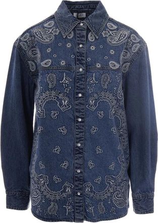 Liu Jo Denim Blouse met Borduursel - Dames - Spijkeroverhemden - Blauw - L - Denim - Overhemden