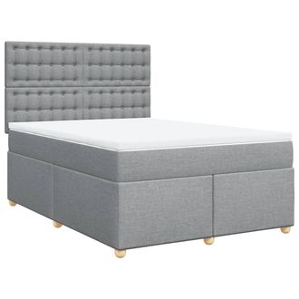 vidaXL Giroletto A Molle Con Materasso Grigio Chiaro 140x200cm Tessuto Vidaxl