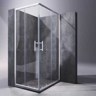 Sonni Sonni 90x80cm Mampara De Ducha De Esquina Puerta Corredera De Cristal De Seguridad Mampara De Ducha De Esquina Puerta Corredera De Ducha De Cristal