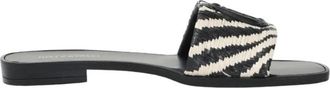 Just Cavalli Zwarte slippers met raffiaband voor dames - Dames - Sandalen - Zwart - 40 EU - Schoenen