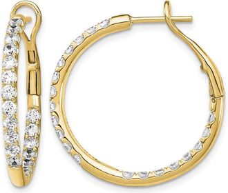 Diamond2Deal 14k Gold 2 ct Lab Grown Diamond In & Out Hoop Earrings VS Clarity, G-H Color