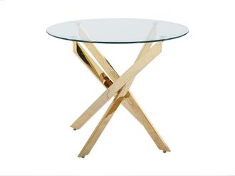 VENTE-UNIQUE.COM Mesa de comedor cristal transparente, dorado