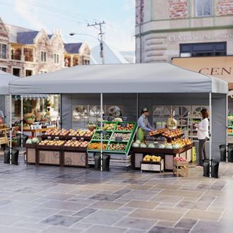 Costway Costway 300 X 600cm Pop up Canopy Tent Patio Sunshade Shelter w/ 6 Sidewalls in Grey | Size: 300 X 600 cm