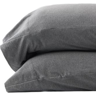 Pact Organic Favorite Tee Jersey Pillowcase 2-Pack in Medium Grey Heather at Nordstrom, Size Standard