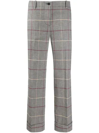 Alberto Biani houndstooth check cropped trousers - women - Cotton/Linen/Flax/Spandex/Elastane - 40 - Black