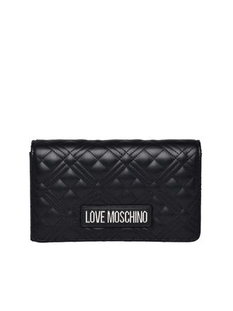 Love Moschino Quilted Black Crossbody Bag With Silver Chain Strap