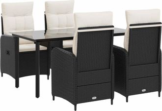 vidaXL Conjunto De Comedor De Jard&iacute;n 5 Uds. Negro Y Blanco Crema Vidaxl