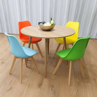Kosy Koala Modern Round Dining Table Set With 4 colourful plastic Chairs