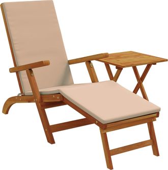 vidaXL Recliner Y Tumbona Plegable 2 Uds. Madera De Acacia S&oacute;lida Topo Vidaxl
