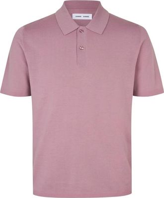 Sams&oslash;e & Sams&oslash;e Gebreid Poloshirt met Merinowol - Heren - Polos - Paars - M - Wol - Tops