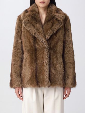 Pinko Short Faux Fur Jacket with Classic Collar and Concealed Fastening