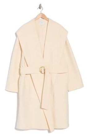 Vince Drape Neck Hooded Wool & Cashmere Coat in Chalk at Nordstrom Rack, Size Xx-Large