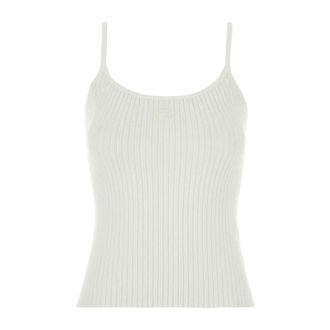 Courr&egrave;ges Sleeveless Tops, female, White, Size: L White Viscose Blend Stylish Top