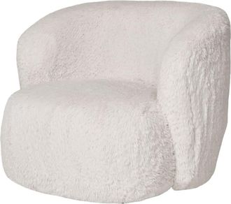 Moloo Sillón de piel sintética color blanco hueso