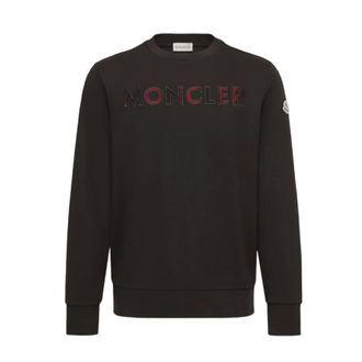 Moncler Jersey con cuello redondo y parche de logo - Knitwear - Hombre - Negro - XL