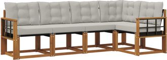 vidaXL Conjunto De Sof&aacute;s De Exterior 5 Uds. Gris Natural Y Claro Vidaxl