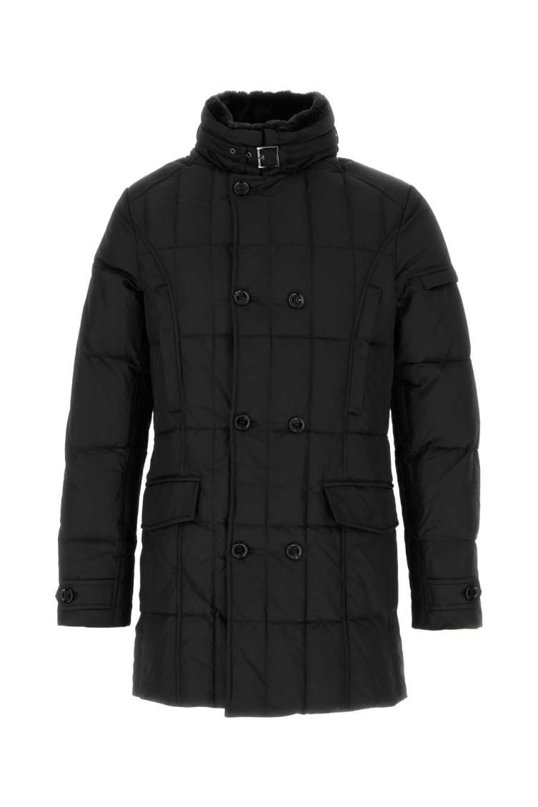 【MOORER】Black Wool Down Jacket Moorer Single-Breasted Coats, male, Black, Size: M Black