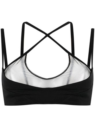 The Attico Das Attico Mesh Panel Criss Cross Top